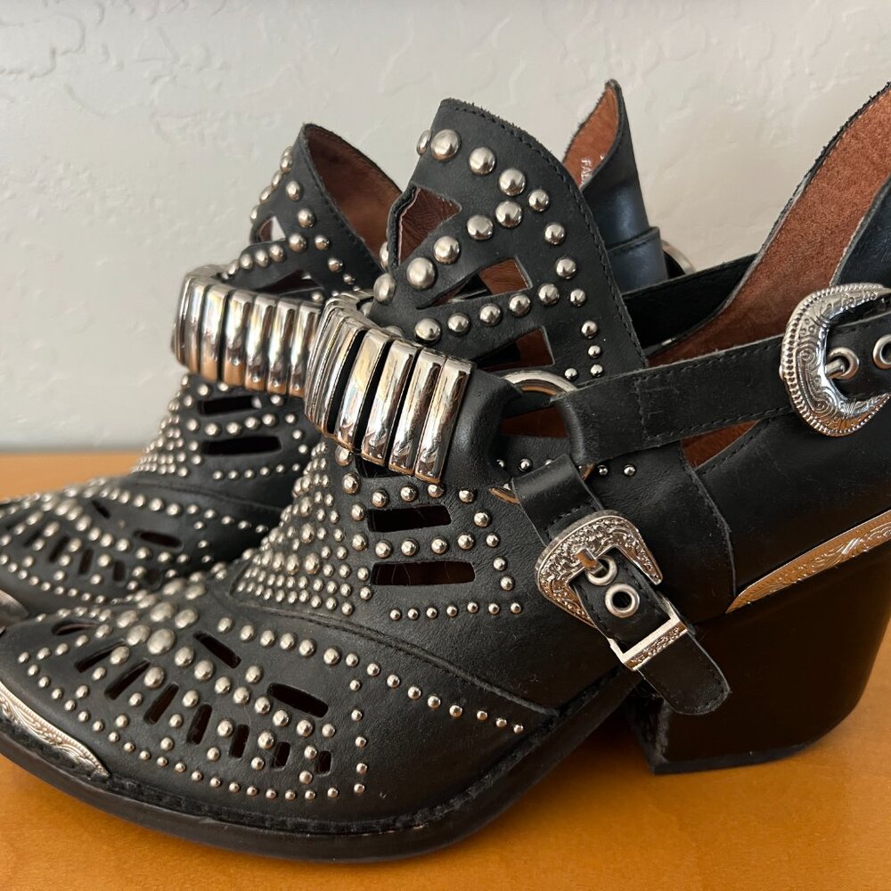 Jeffrey Campbell Calhoun Cut Out Studded Leather Booties, US 7